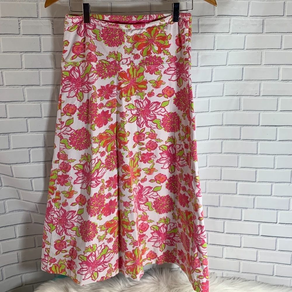 Lilly Pulitzer Pink Floral Pull-On Skirt Sz S